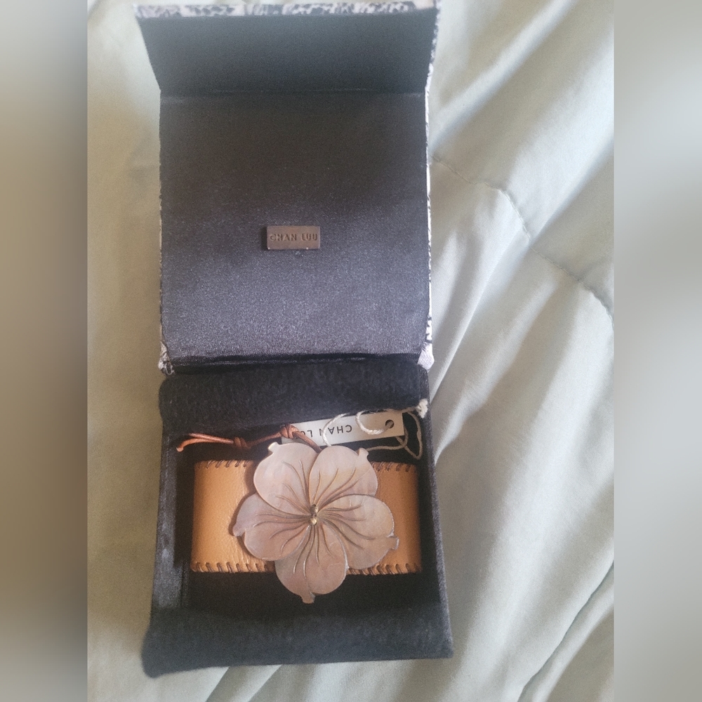COPY -Rare Chan luu leather flower adjustable bracelet nwt